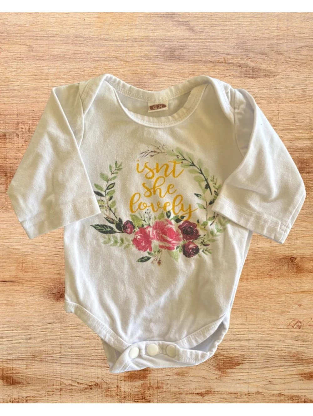 Isn't She Lovely Newborn Baby Girl Floral Long Sleeve Bodysuit
